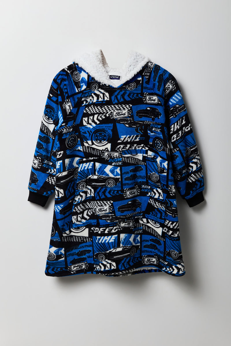 Couverture-haut à capuchon en peluche avec imprimé Ford pour enfant