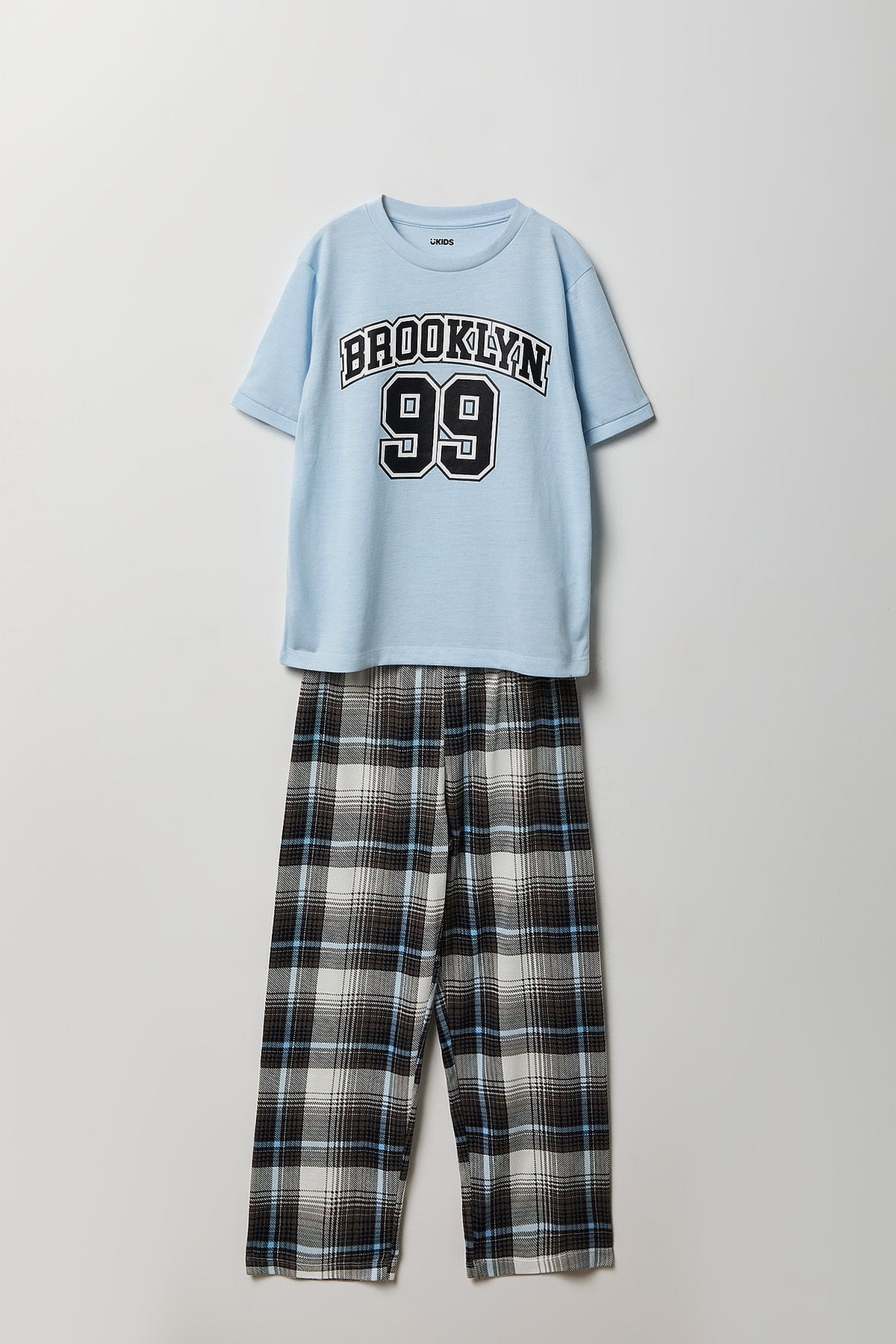 Kids Graphic Tee & Flannel Pant Pajama Set - Blue
