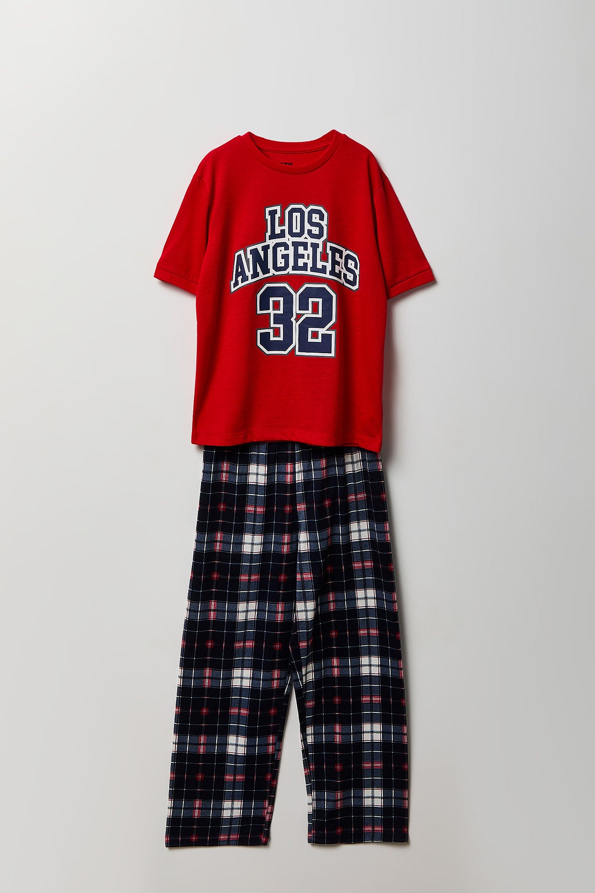 Kids Graphic Tee & Flannel Pant Pajama Set - Red
