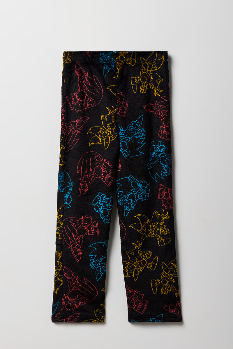 Pantalon de pyjama en peluche à imprimé Sonic pour enfant