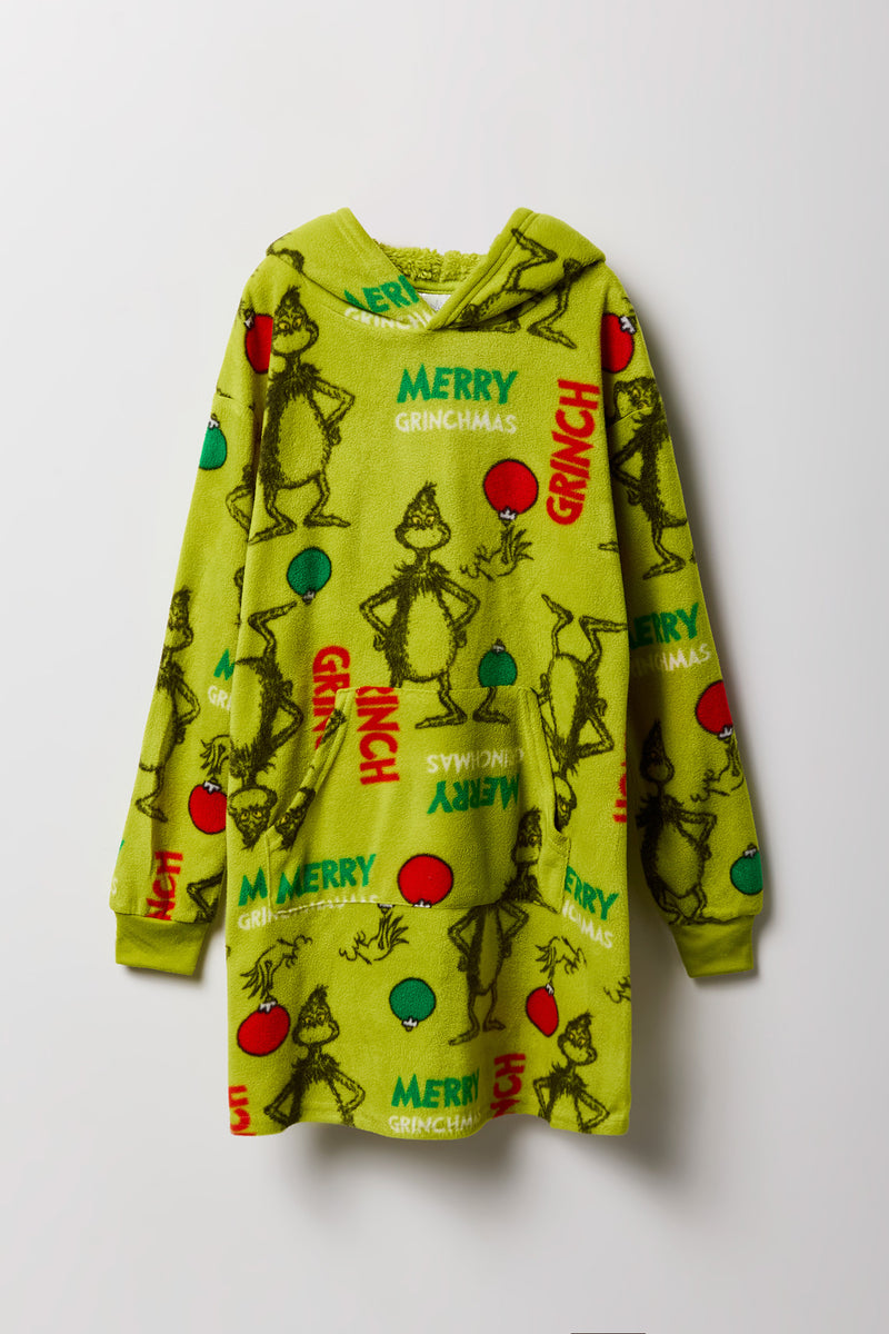 Kids Grinch Printed Blanket Hoodie Humungo