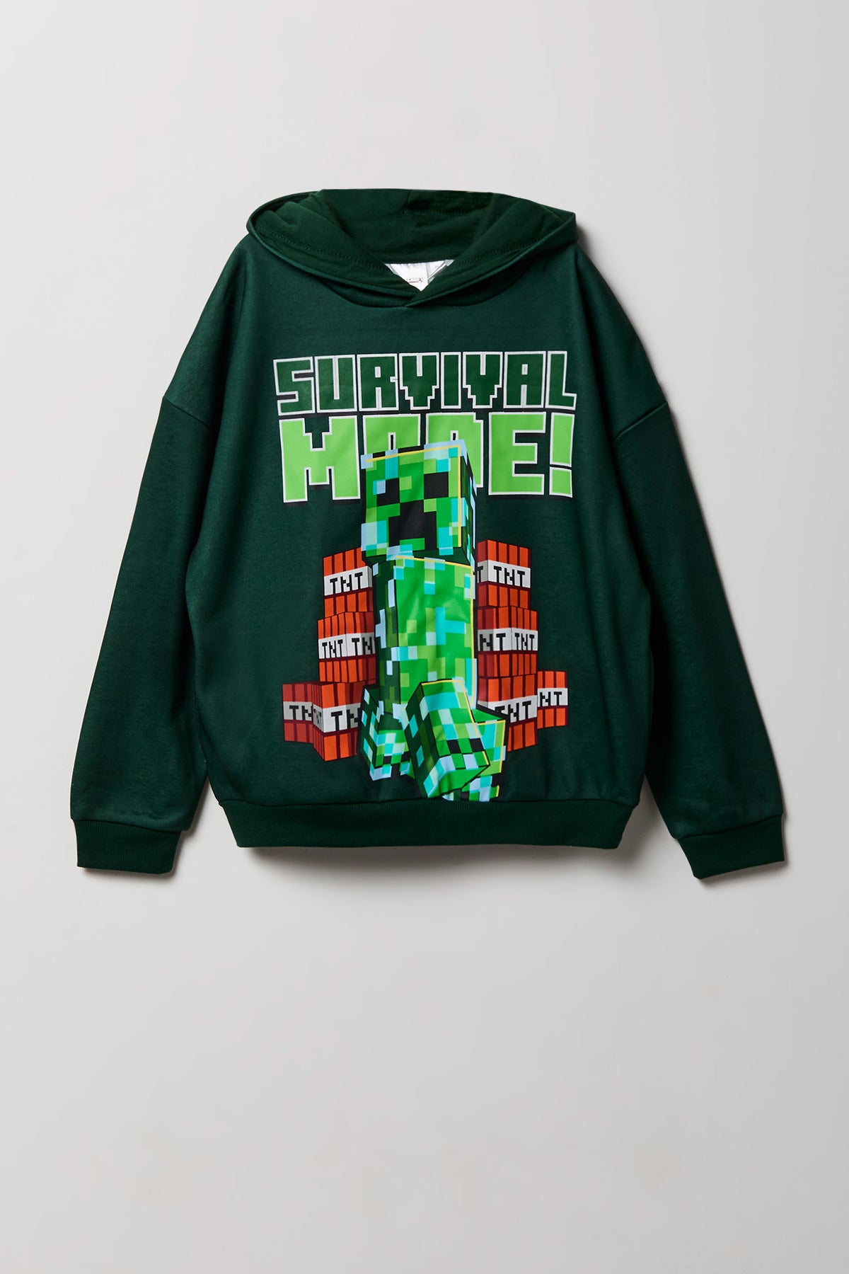 Kids Minecraft Graphic Fleece Hoodie - Hunter Green