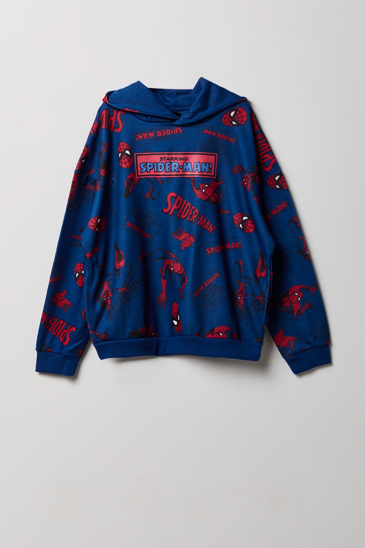 Kids Spider-Man Print Fleece Hoodie - Blue