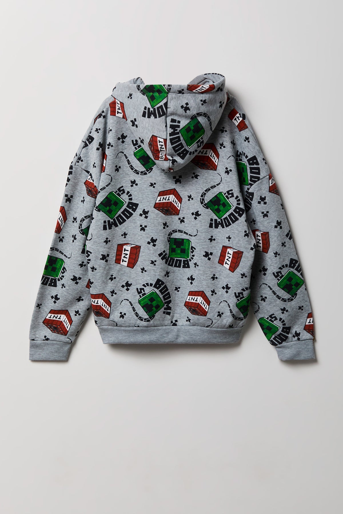 Alt View 2. Kids Minecraft Print Fleece Hoodie - Heather Grey