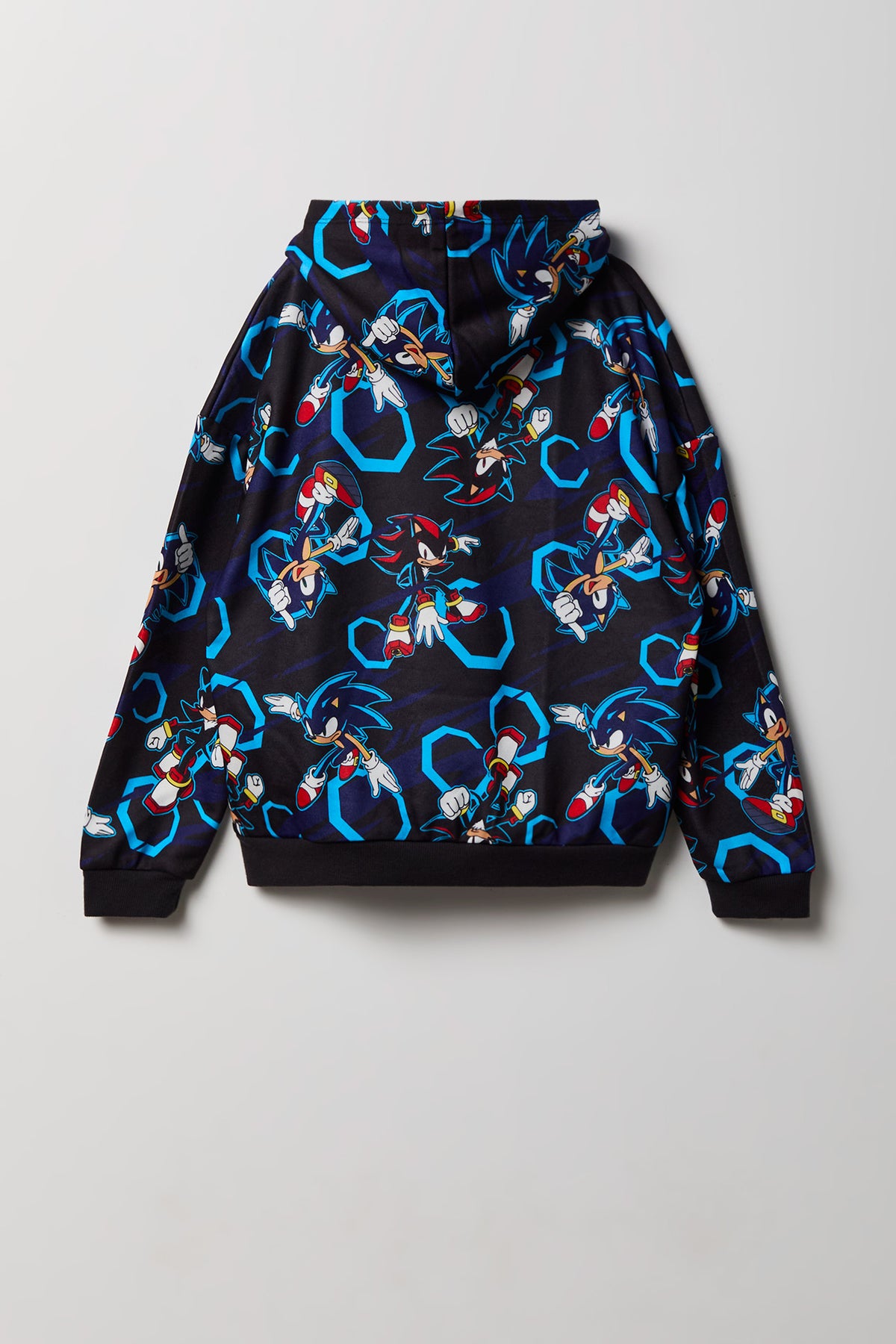 Alt View 2. Kids Sonic Print Fleece Hoodie - Black