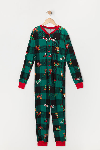 Combinaison Pyjamas de famille à imprimé Animaux de Noël pour jeune