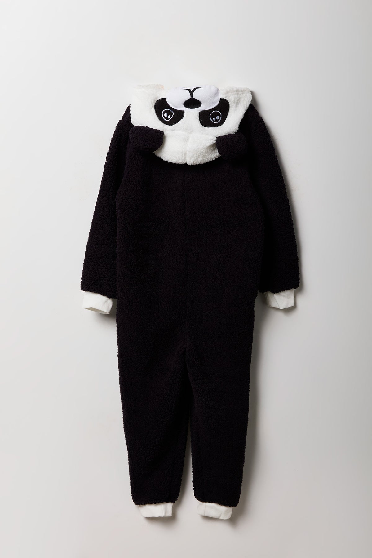 Alt View 3. Kids 3D Panda Sherpa Onesie - Black