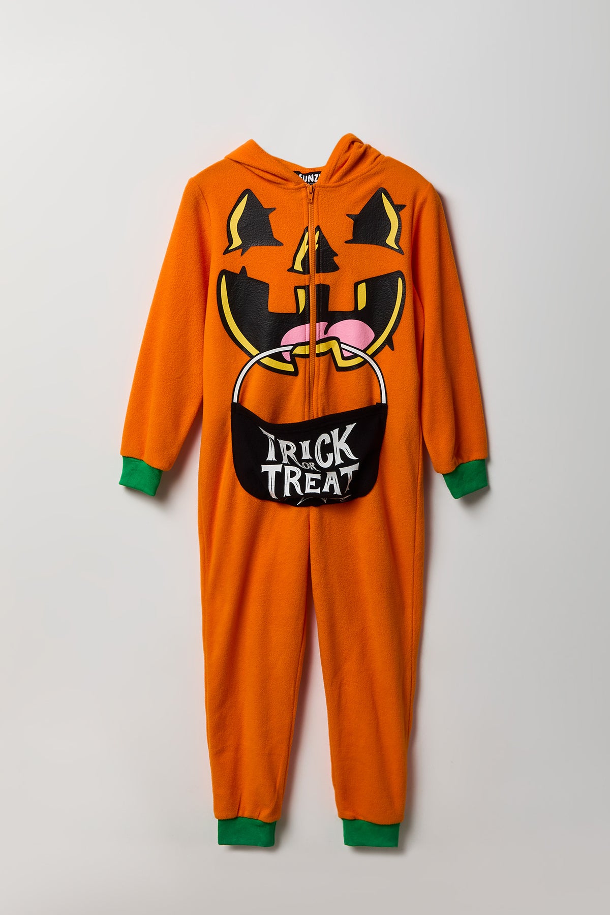Alt View 2. Kids 3D Pumpkin Plush Onesie - Orange