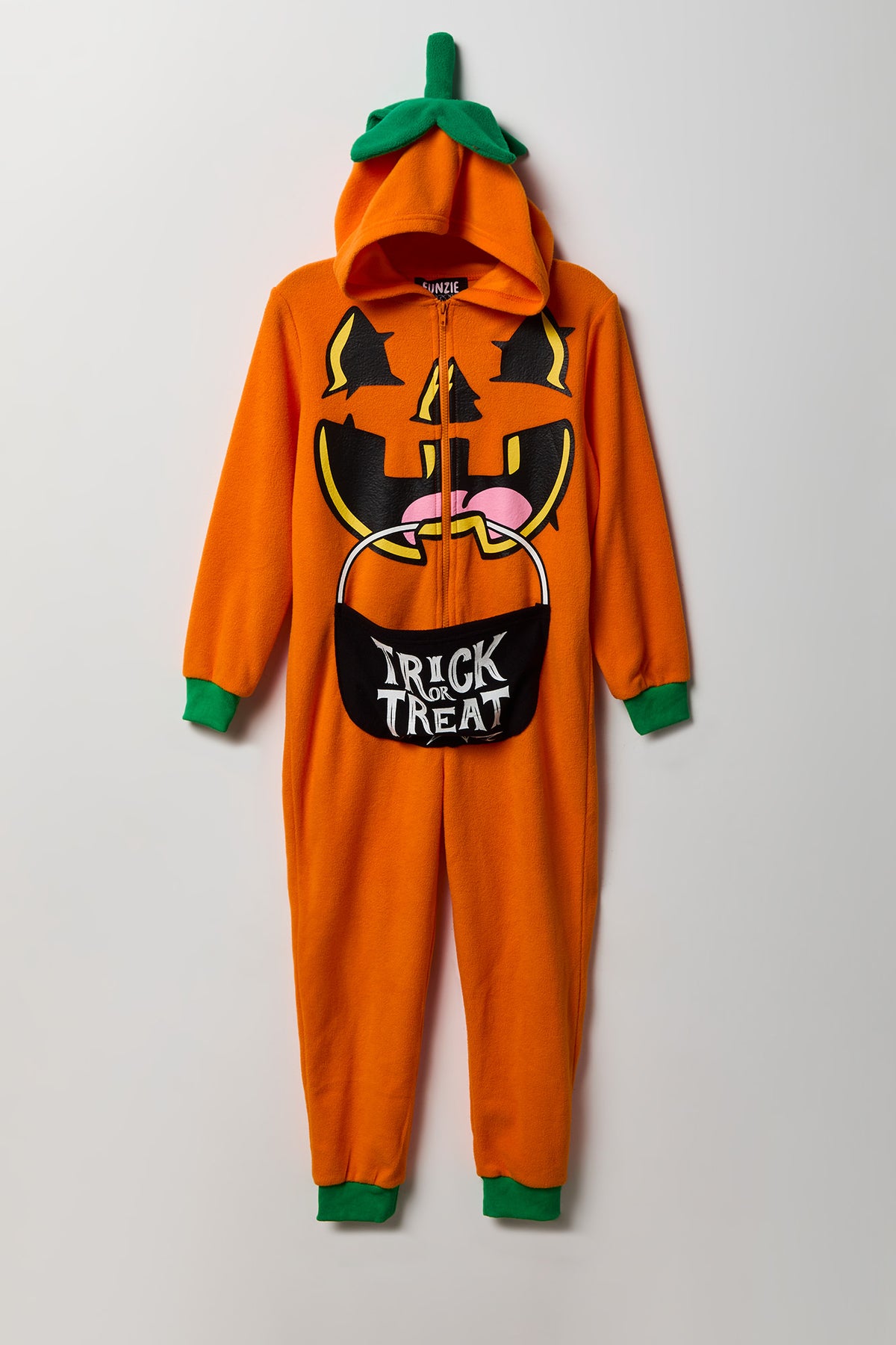 Kids 3D Pumpkin Plush Onesie - Orange
