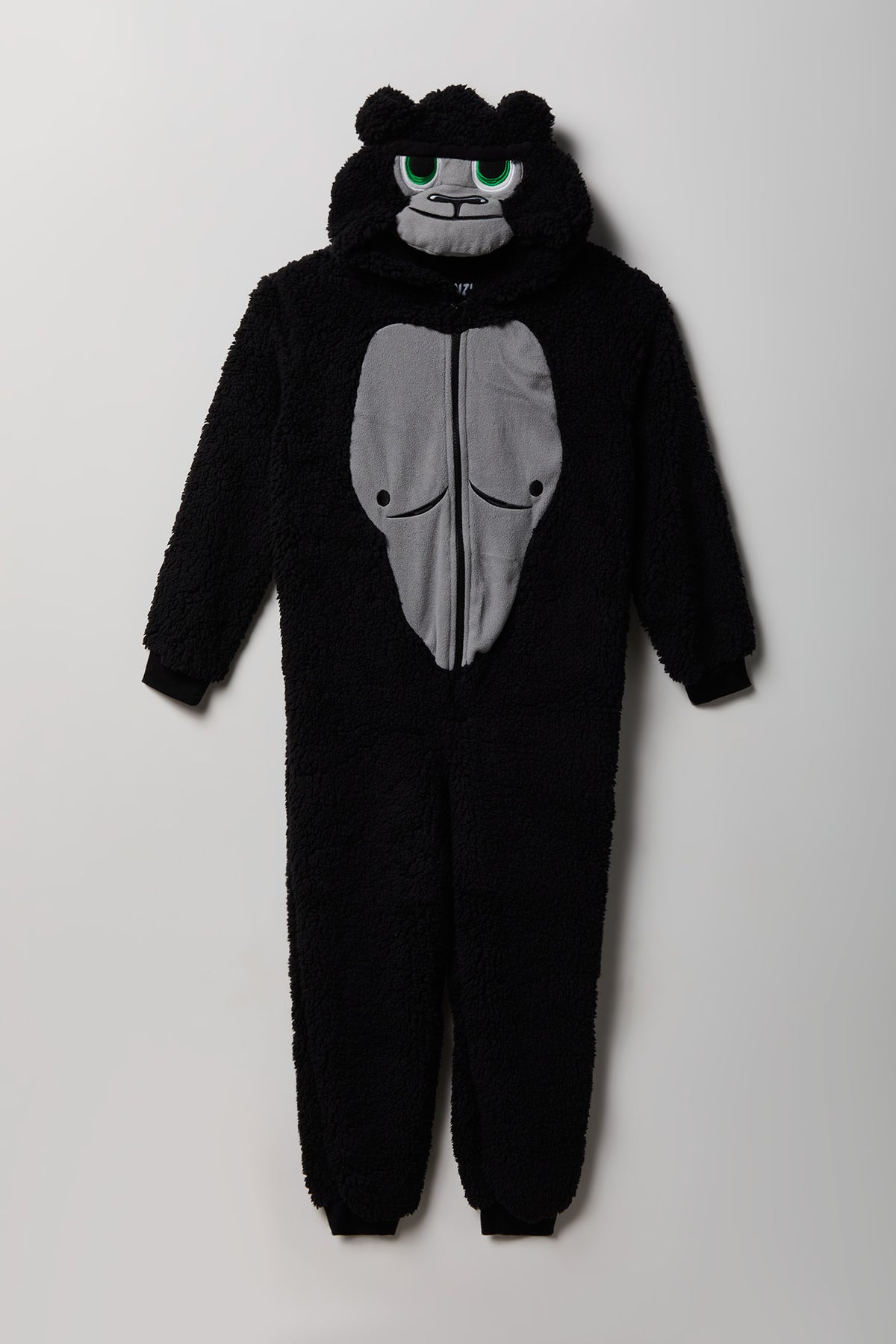 Kids 3D Gorilla Sherpa Onesie - Black
