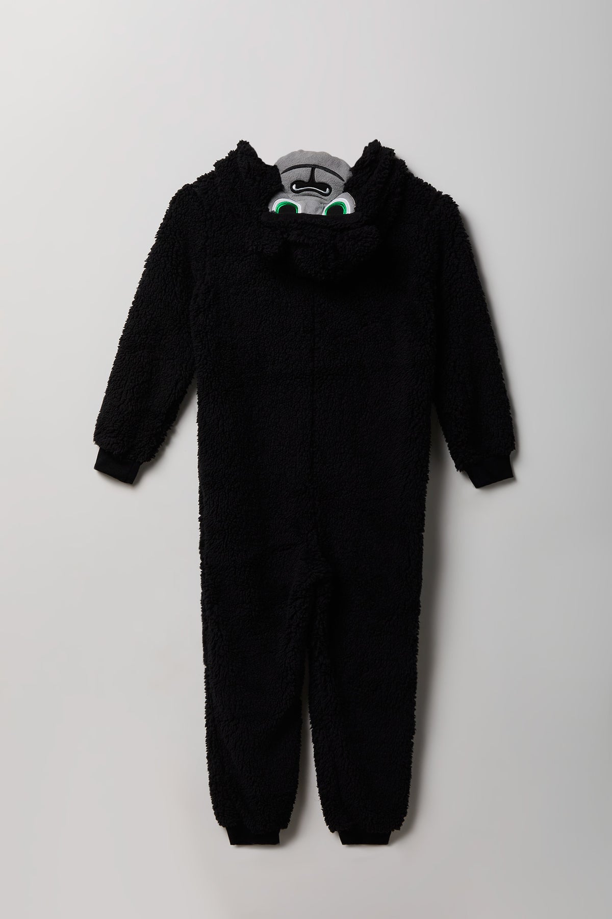 Alt View 3. Kids 3D Gorilla Sherpa Onesie - Black