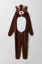 Combinaison en peluche à imprimé Rudolph 3D pour enfant