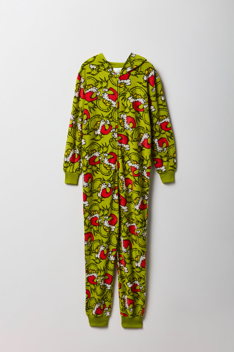 Kids Grinch Christmas Printed Fleece Onesie
