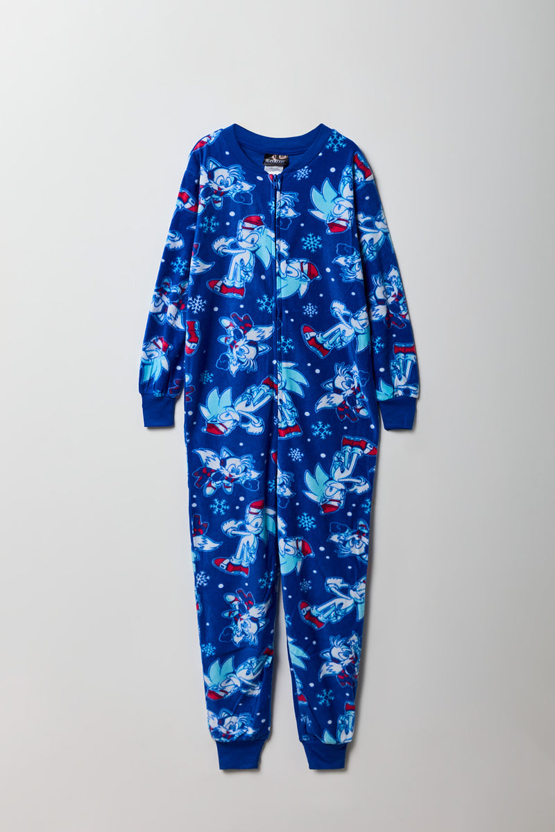 Kids Sonic Christmas Printed Fleece Onesie