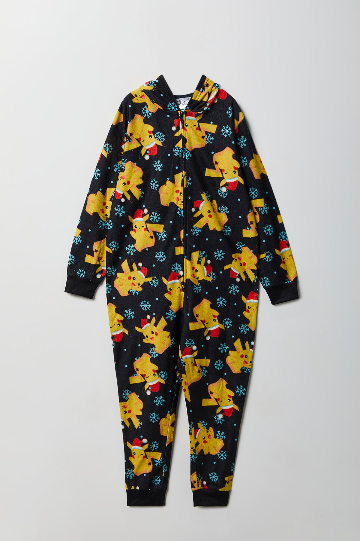 Kids Christmas Pikachu Plush Onesie - Black
