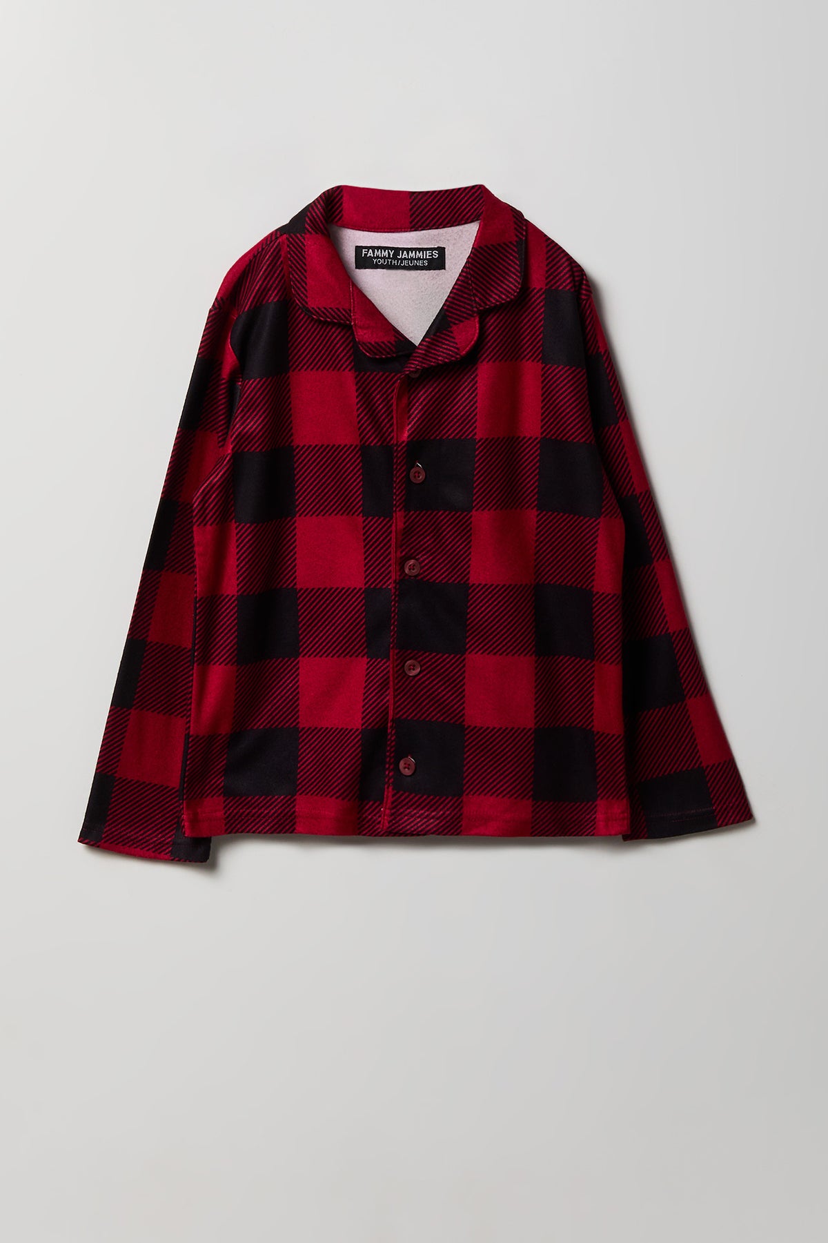Alt View 3. Youth Red Plaid Flannel Fammy Jammies Set - Red
