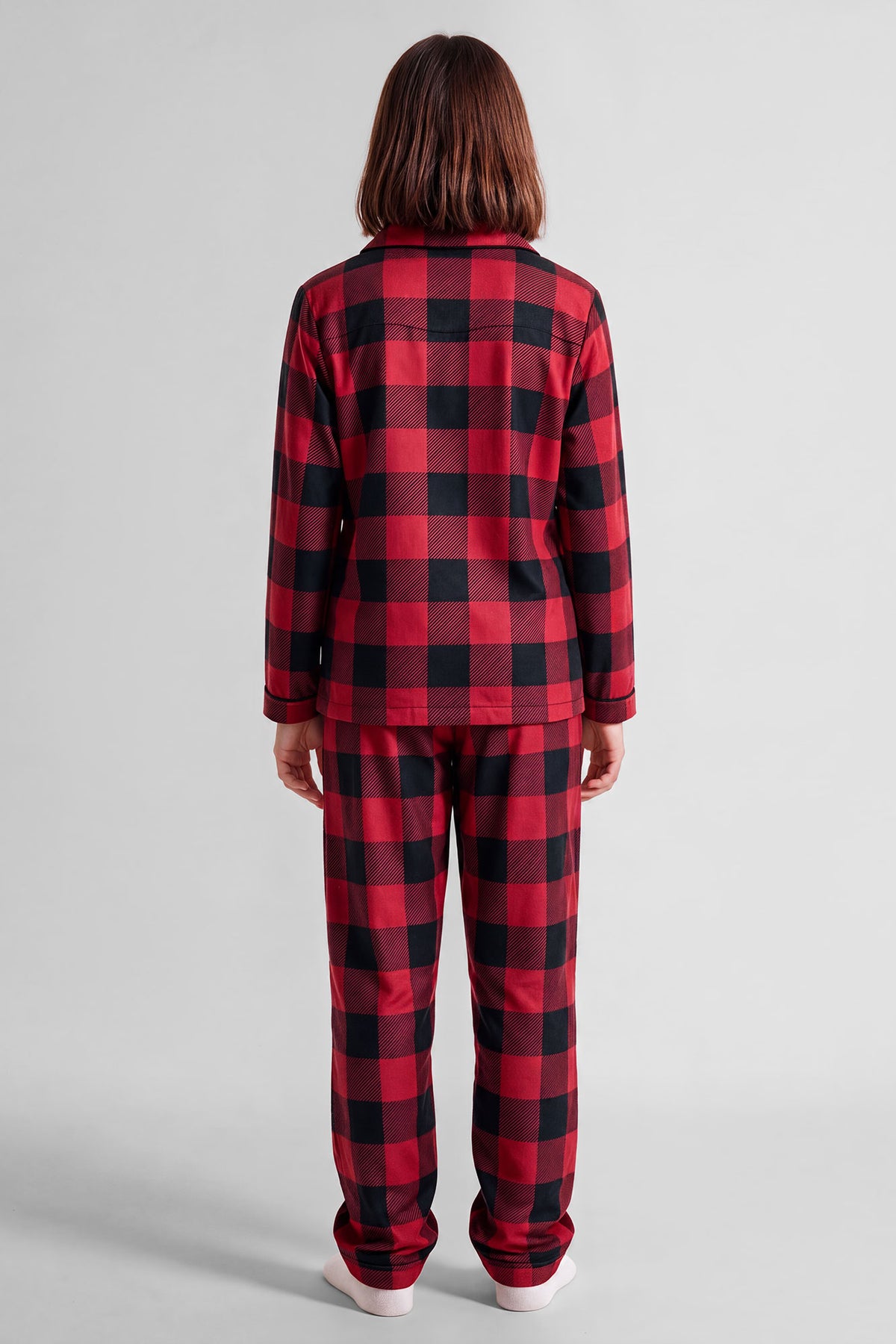 Alt View 2. Youth Red Plaid Flannel Fammy Jammies Set - Red