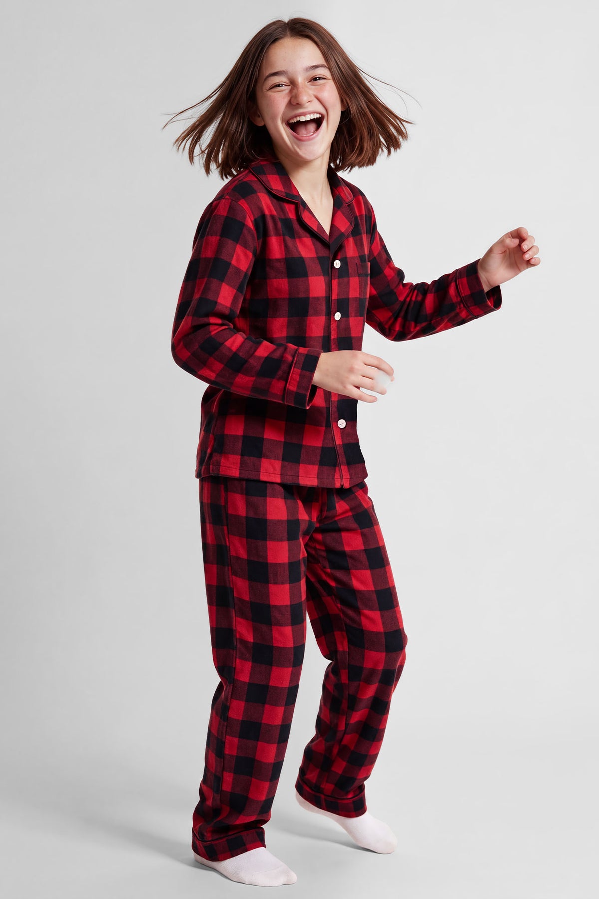 Alt View 4. Youth Red Plaid Flannel Fammy Jammies Set - Red