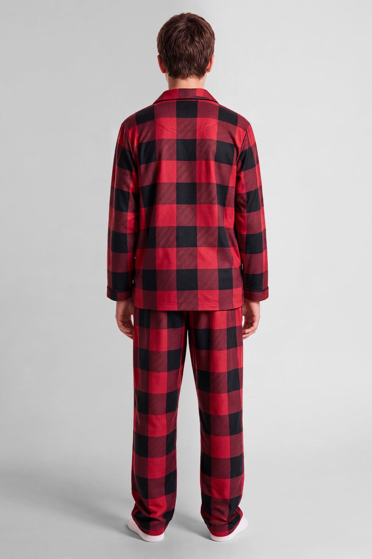 Alt View 6. Youth Red Plaid Flannel Fammy Jammies Set - Red