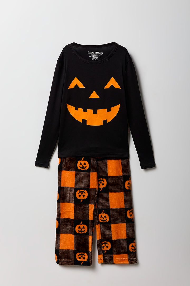 Ensemble Pyjamas de famille à imprimé Citrouilles illuminées pour enfant