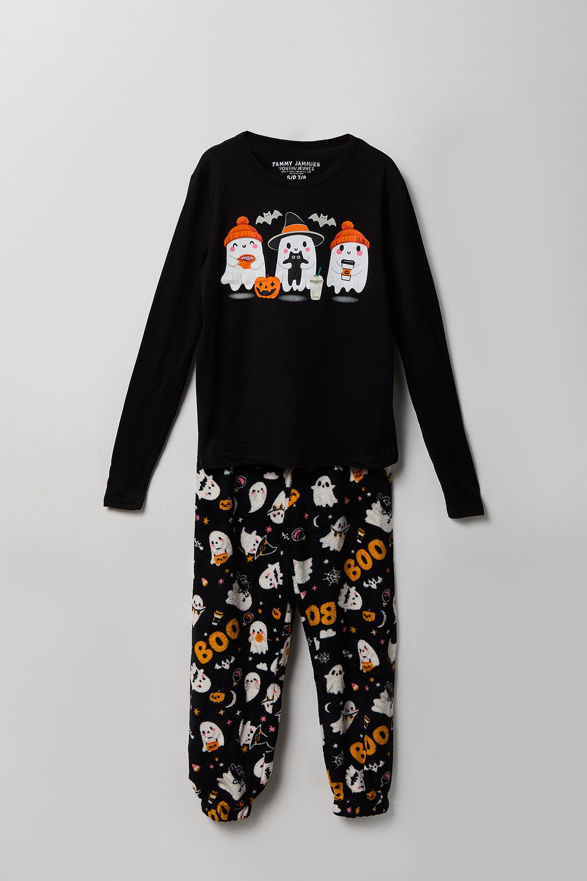 Youth Fammy Jammies Boo Crew Pajama Set - Black