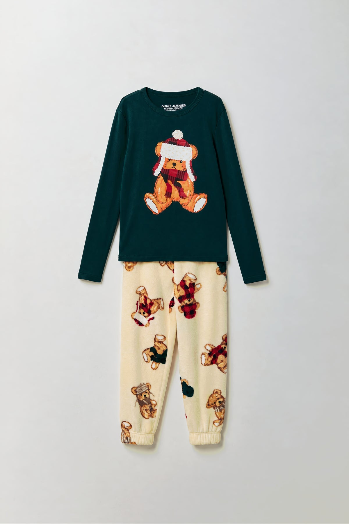 Alt View 2. Youth Cub Club Fammy Jammies Set - Tan