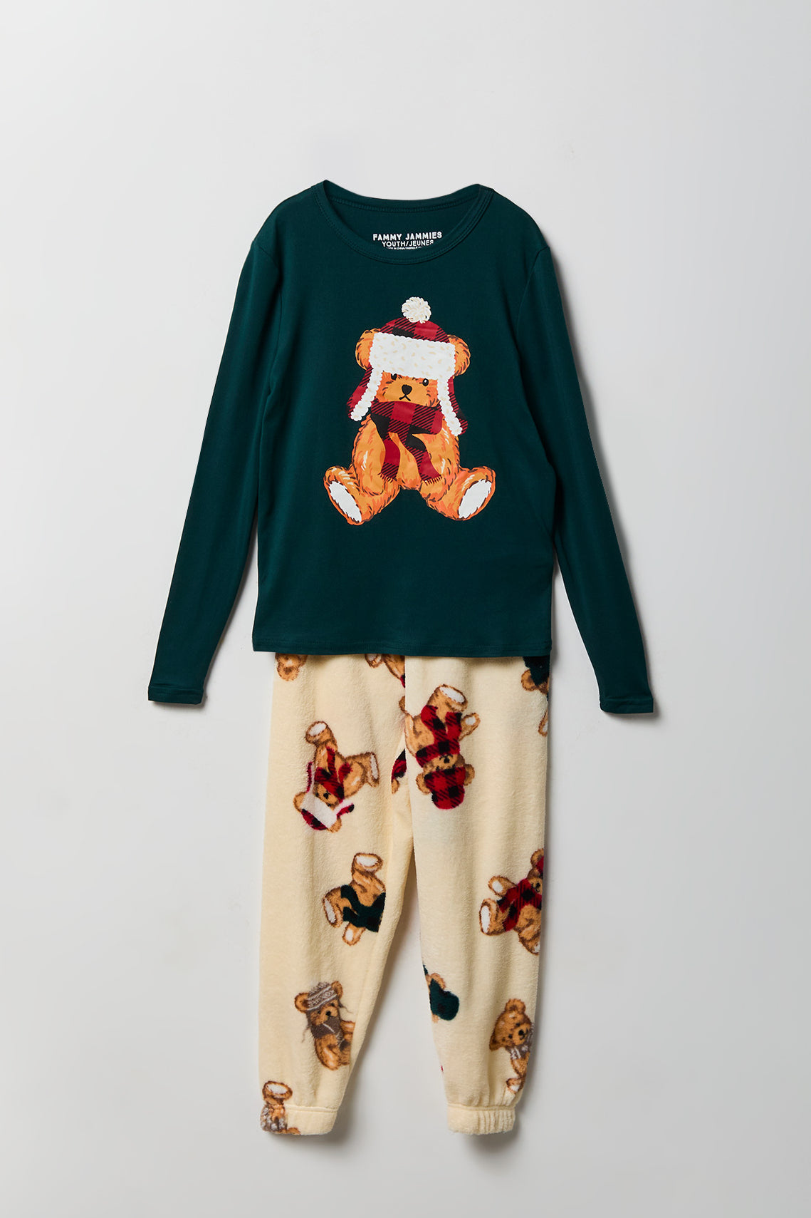 Alt View 2. Youth Cub Club Fammy Jammies Set - Tan