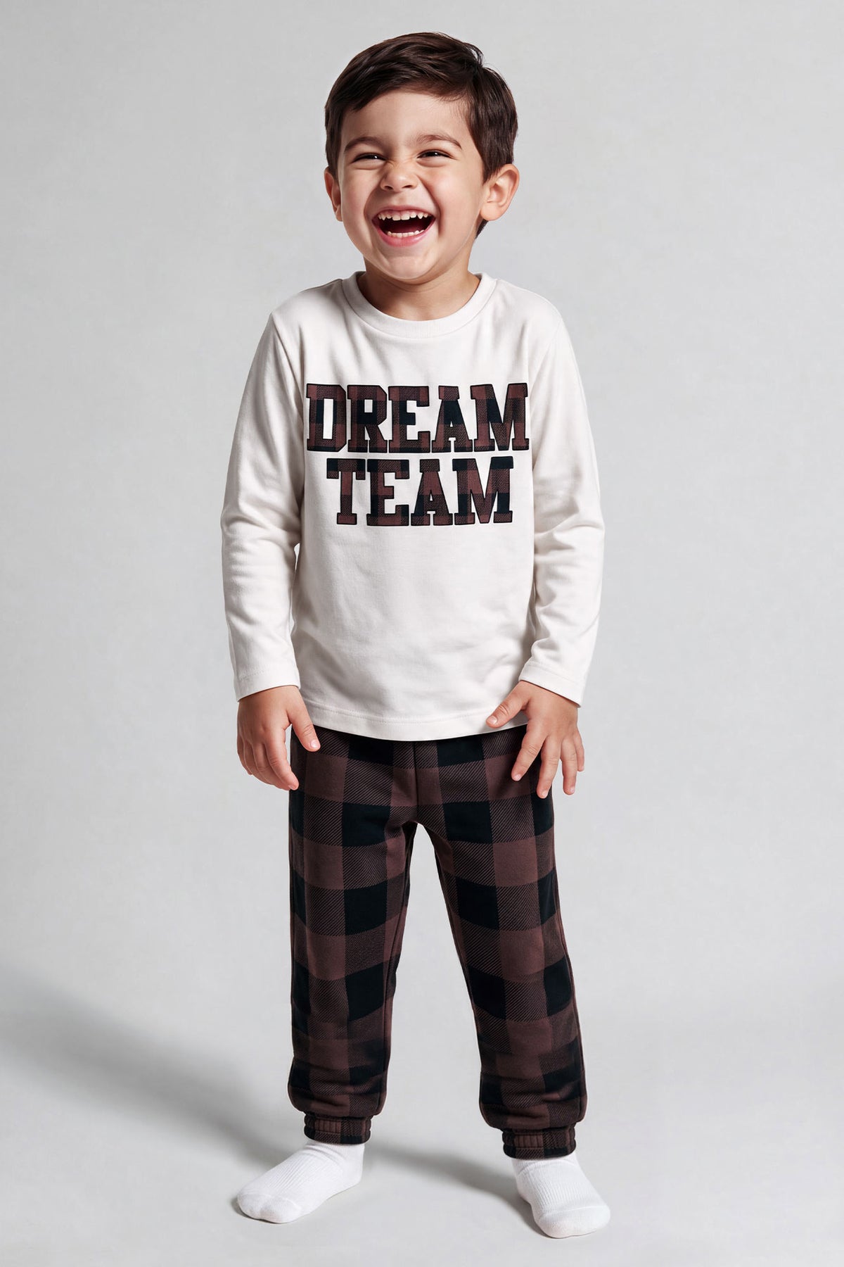 Alt View 2. Youth Dream Team Fammy Jammies Set - Brown