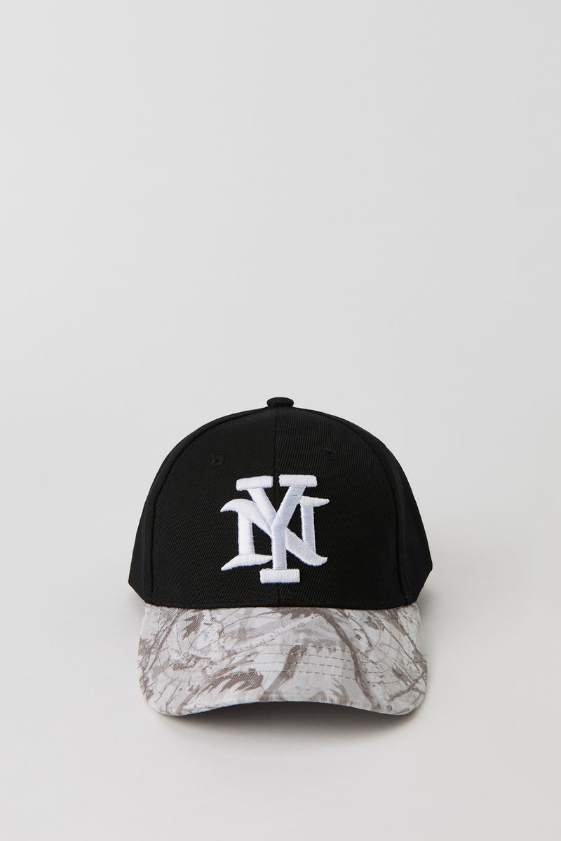 Casquette réglable avec motif brodé NY et motif camouflage