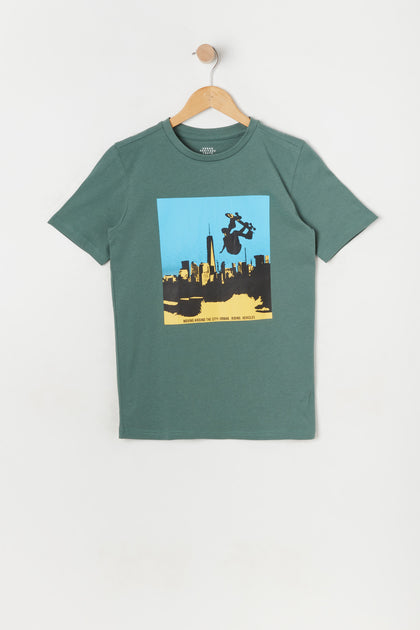Boys Skater Skyline Graphic T-Shirt