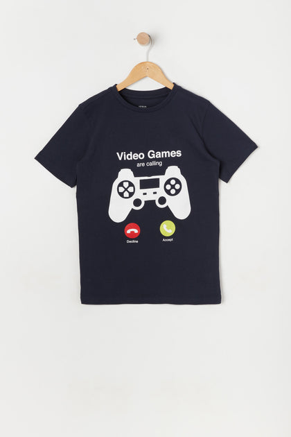 T-shirt à imprimé Video Games Are Calling pour garçon
