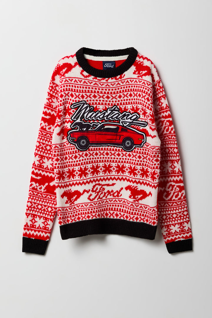 Kids Ford Mustang Embroidered Christmas Sweater