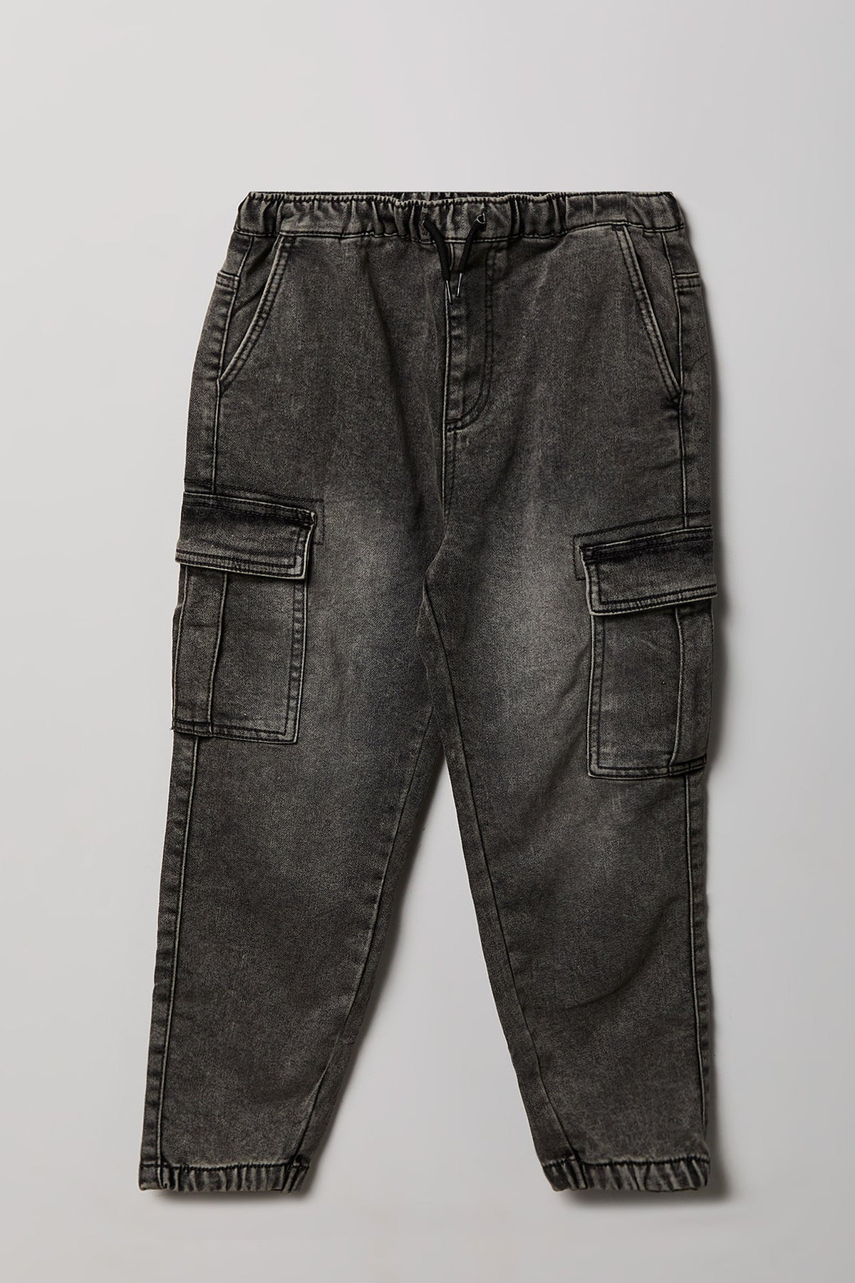 Boys Denim Cargo Jogger - Dark Grey
