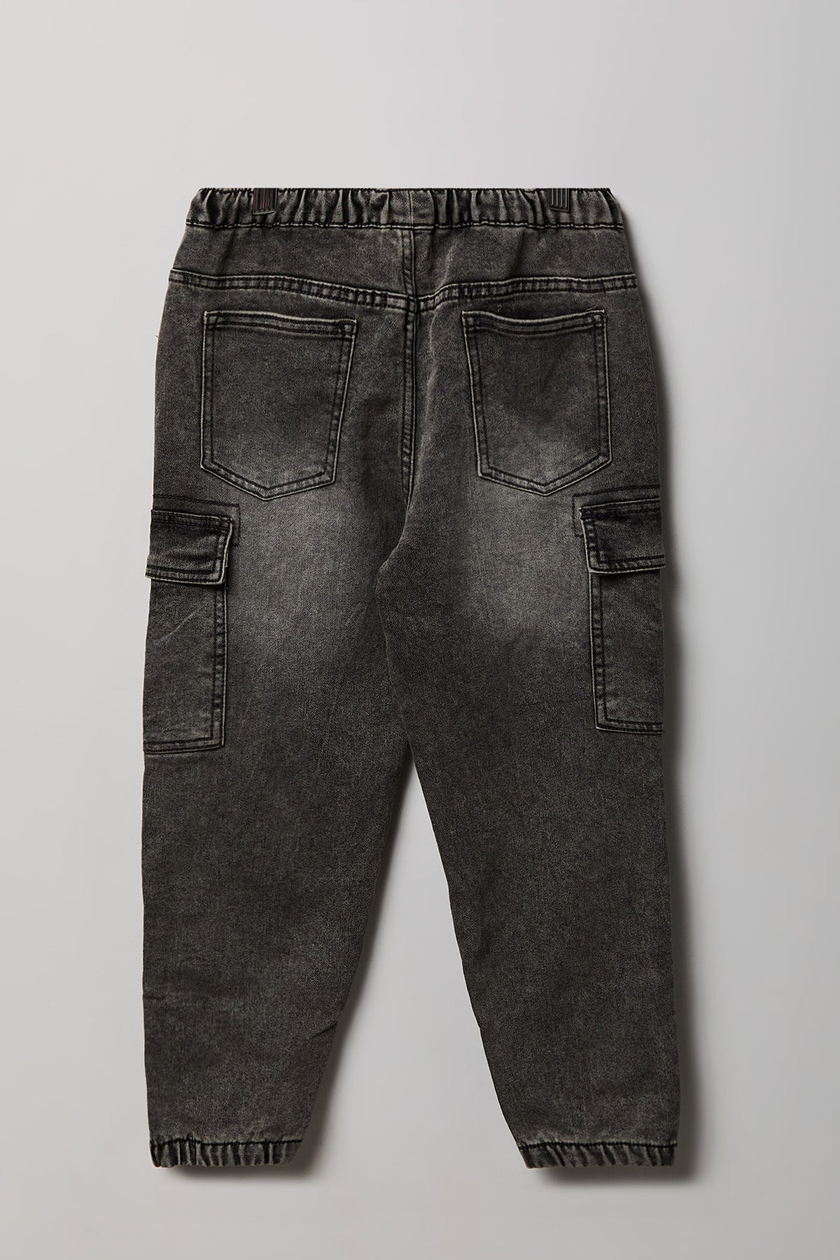 Alt View 2. Boys Denim Cargo Jogger - Dark Grey