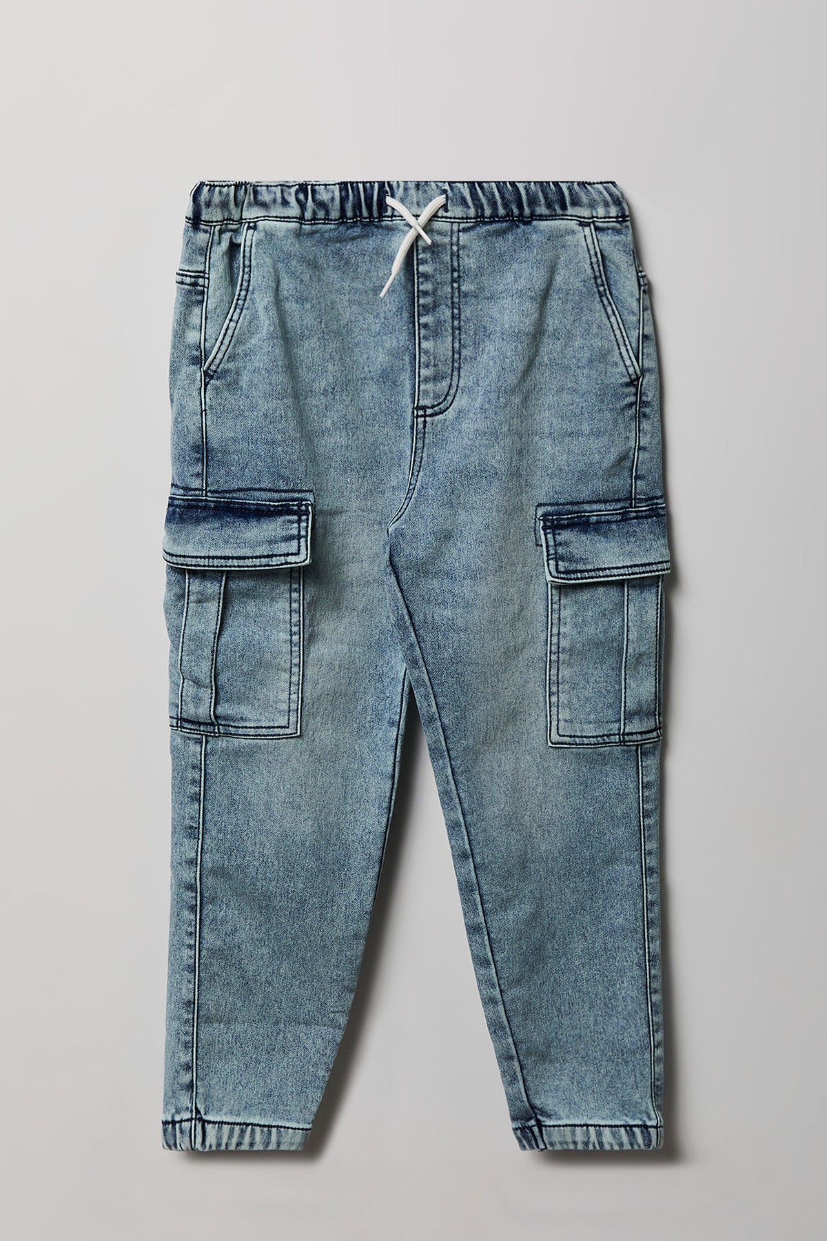 Boys Denim Cargo Jogger - Light Blue
