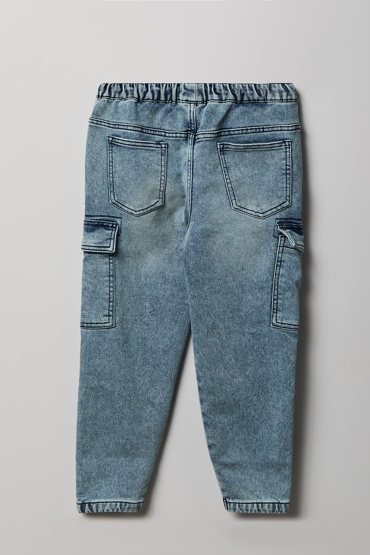 Alt View 2. Boys Denim Cargo Jogger - Light Blue