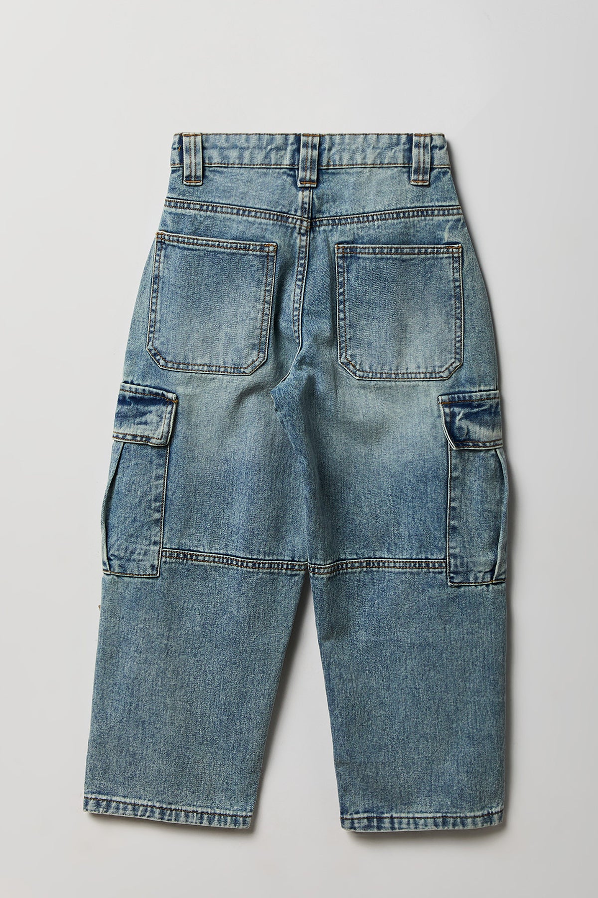 Alt View 2. Boys Baggy Cargo Jean - Light Denim Blue
