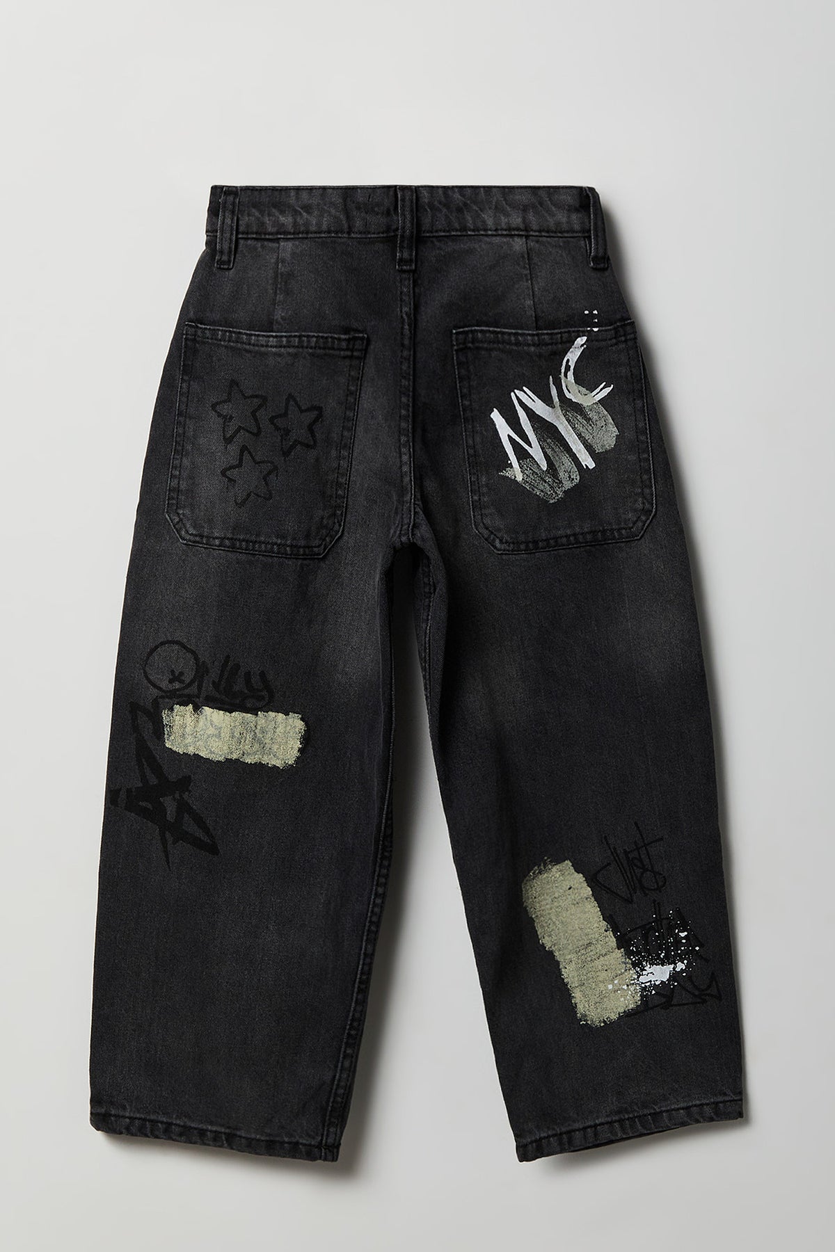Alt View 2. Boys Graffiti Graphic Baggy Jean - Black