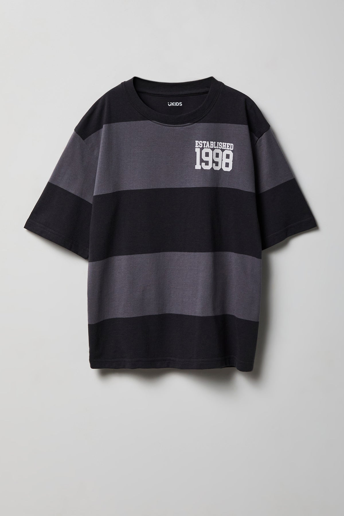 Boys Graphic Striped Boxy T-Shirt - Black