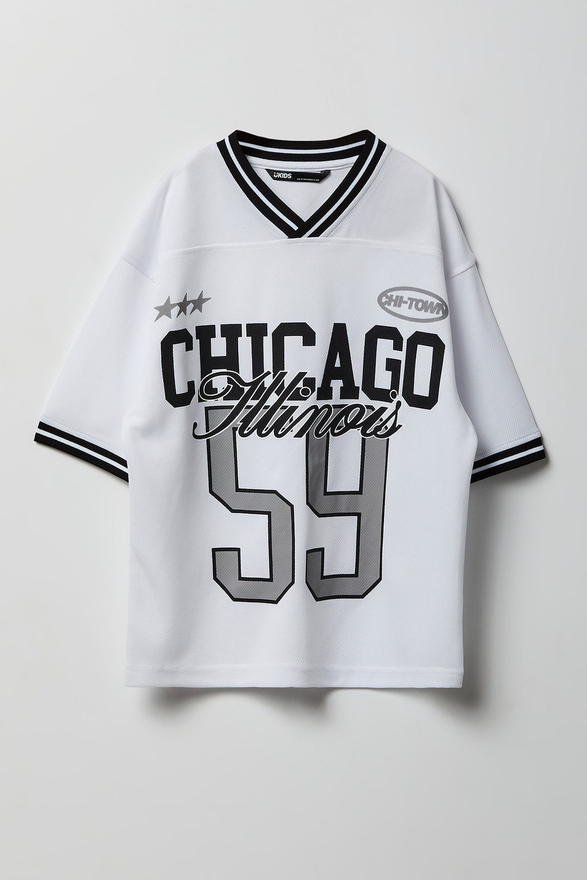 Kids City Graphic Mesh Football Jersey - White