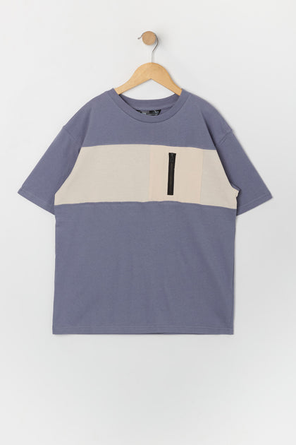 T-shirt avec blocs de couleurs et poches à fermeture à glissière pour garçon