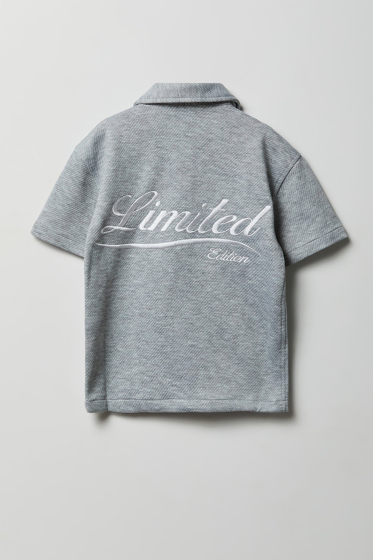 Boys Textured Boxy Button-Up Top - Heather Grey