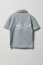 Boys Textured Boxy Button-Up Top