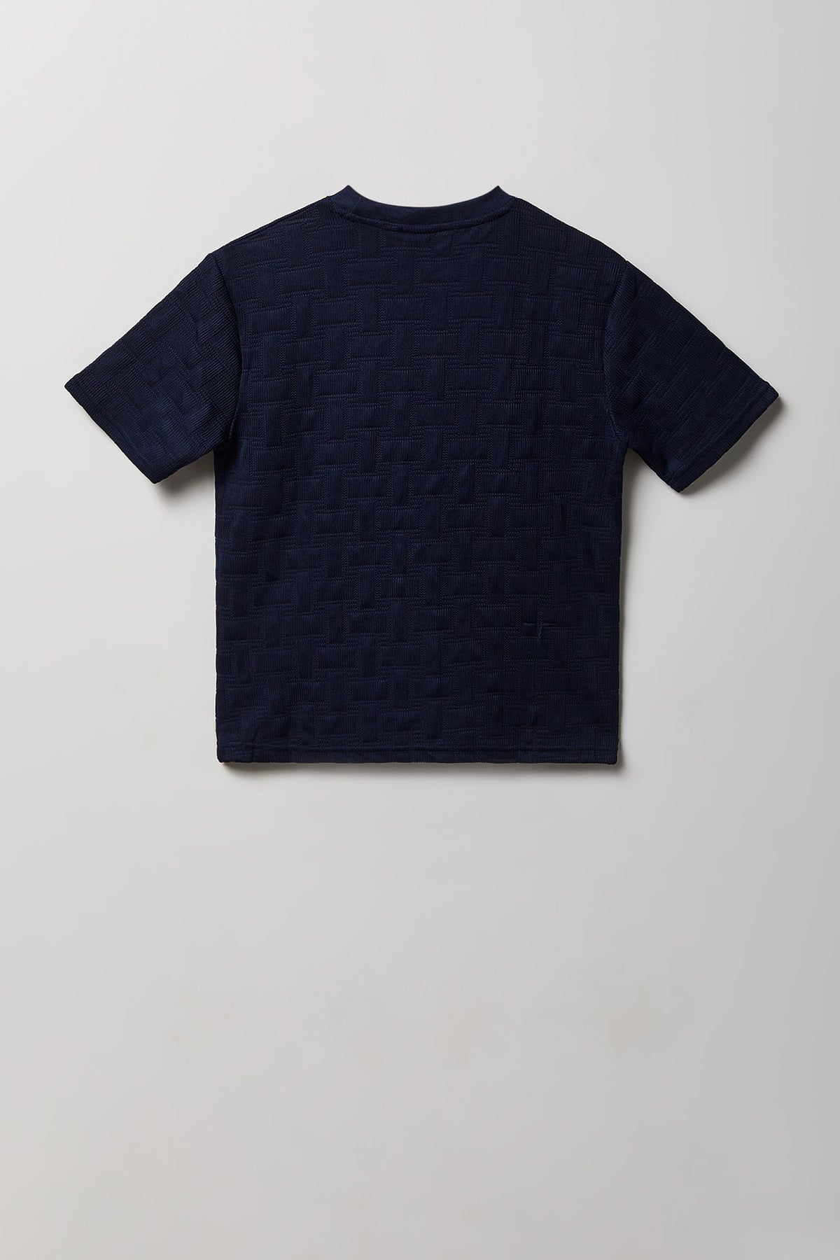 Alt View 2. Boys Textured Knit Embroidered T-Shirt - Navy
