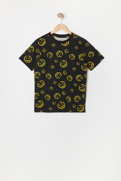 Boys Melting Smiley Face Print T-Shirt