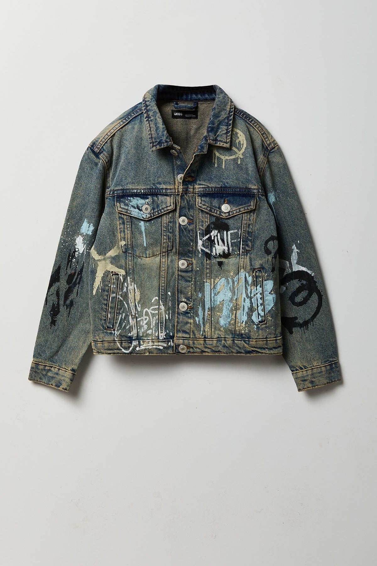 Blouson en denim à imprimé graffitis pour garçon