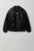 Boys Faux Leather Bomber Jacket