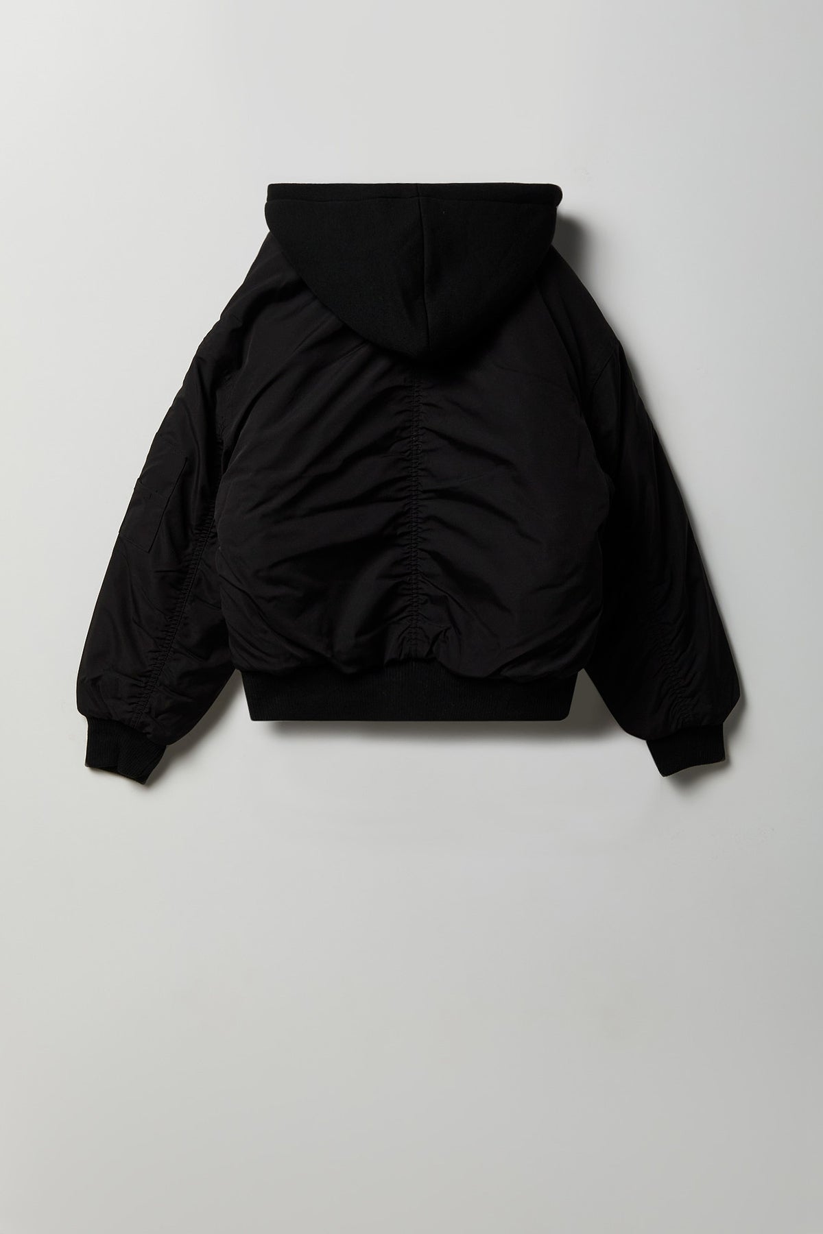 Alt View 2. Boys Hooded Bomber Jacket - Black