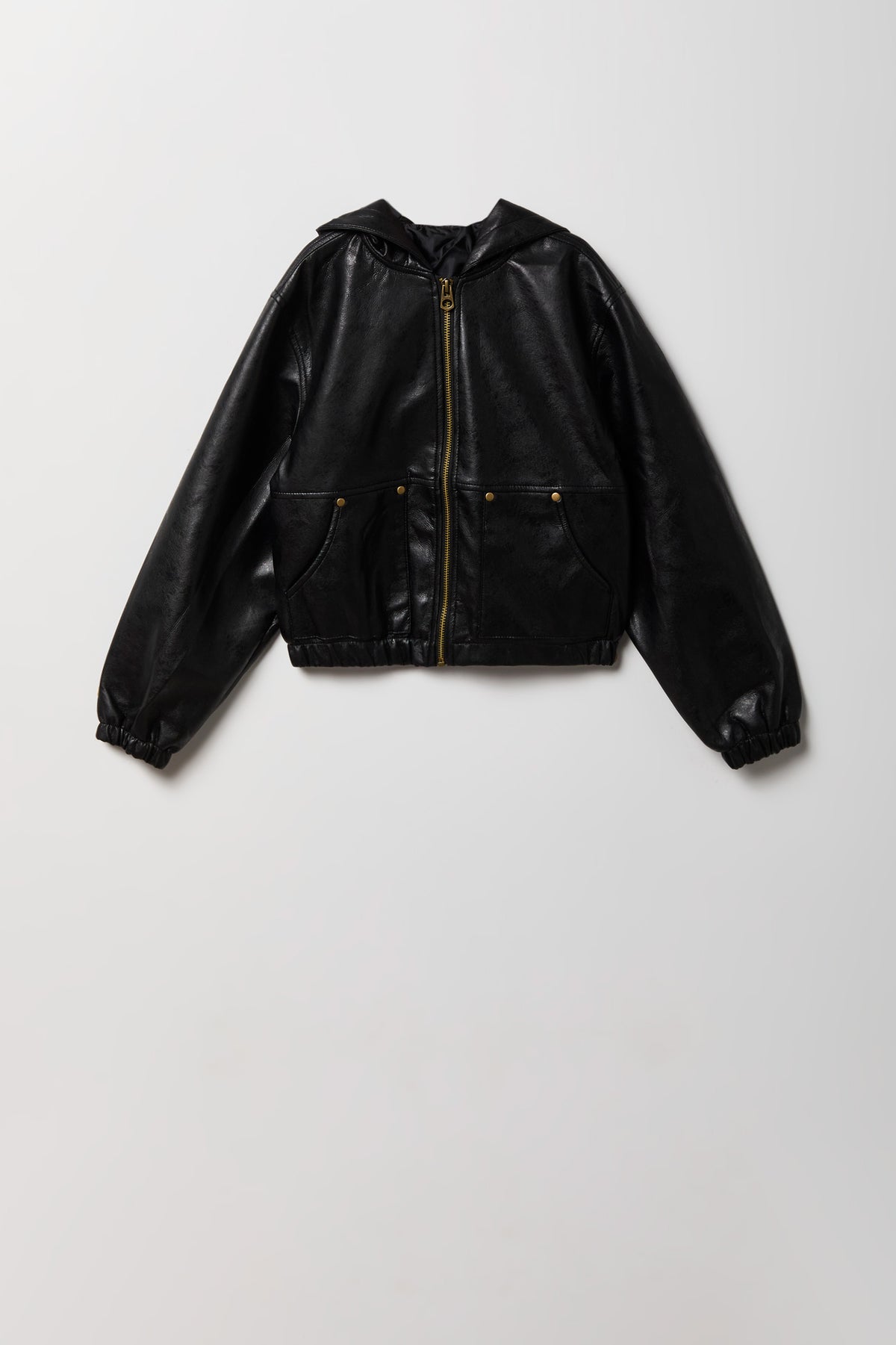 Blouson aviateur à caputhon en similicuir pour garçon