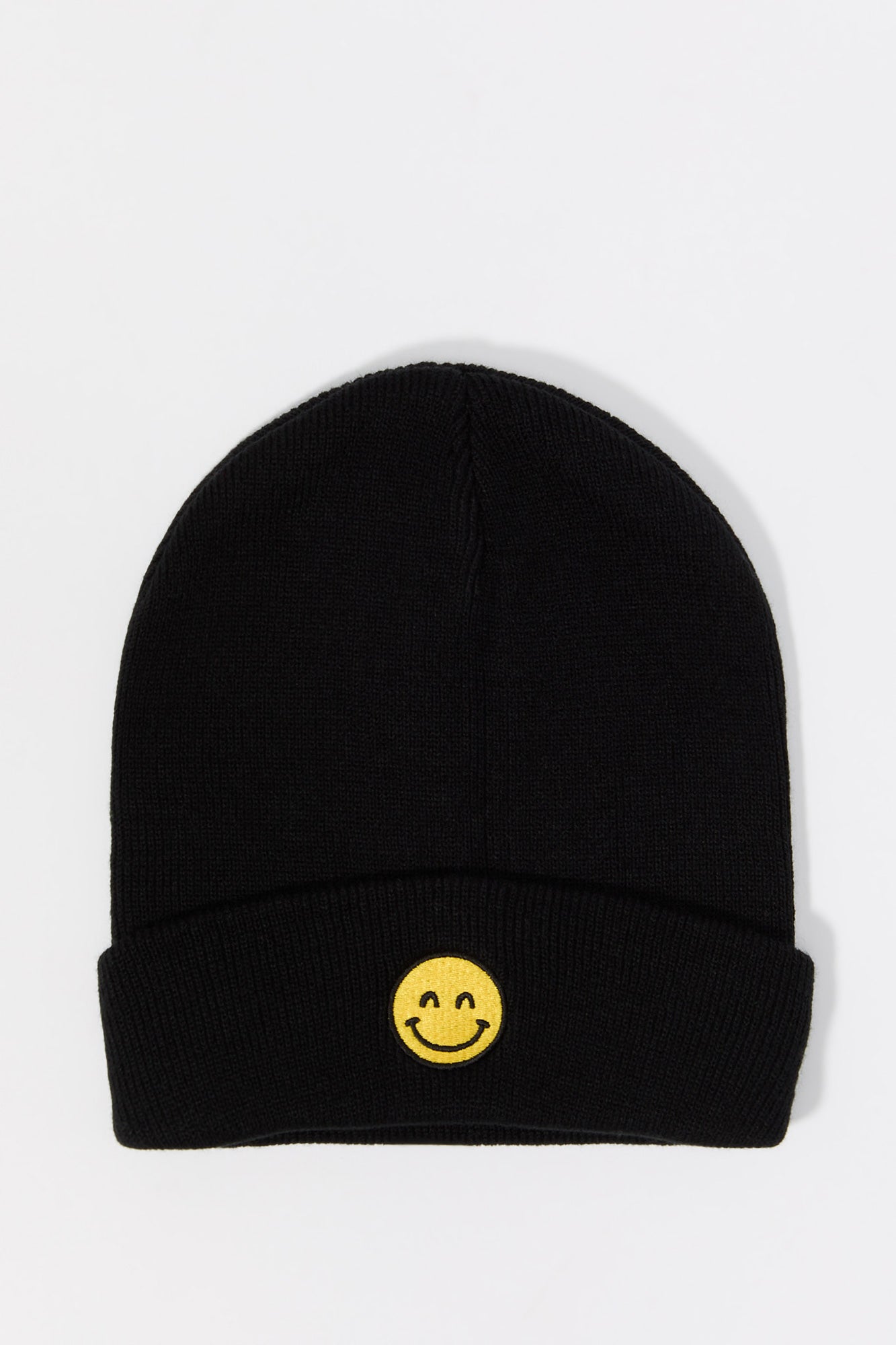 Tuque en tricot côtelé avec motif brodé Smiley pour garçon